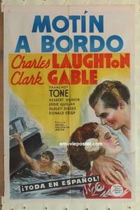 g520 MUTINY ON THE BOUNTY Spanish/US one-sheet movie poster '35 Clark Gable