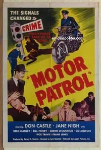 g506 MOTOR PATROL one-sheet movie poster '50 Don Castle, Jane Nigh