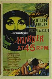 g513 MURDER AT 45 RPM one-sheet movie poster '59 Danielle Darrieux, French!