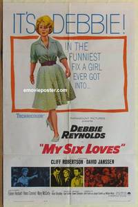 g522 MY 6 LOVES one-sheet movie poster '62 Debbie Reynolds, Robertson