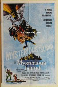 g534 MYSTERIOUS ISLAND one-sheet movie poster '61 Ray Harryhausen