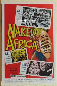 g536 NAKED AFRICA one-sheet movie poster '57 primitive passions unleashed!