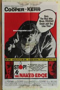 g538 NAKED EDGE one-sheet movie poster '61 Gary Cooper, Deborah Kerr