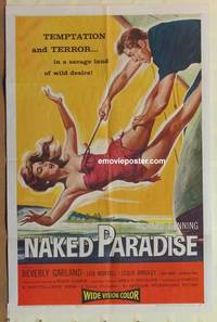g540 NAKED PARADISE one-sheet movie poster '57 Beverly Garland hooked!