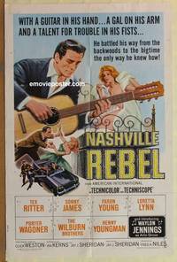 g542 NASHVILLE REBEL one-sheet movie poster '66 Tex Ritter plays guitar!