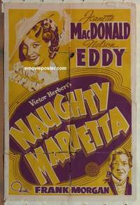 g546 NAUGHTY MARIETTA one-sheet movie poster '35 Jeanette MacDonald, Eddy
