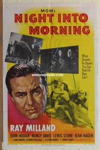 g567 NIGHT INTO MORNING one-sheet movie poster '51 alcoholic Ray Milland!