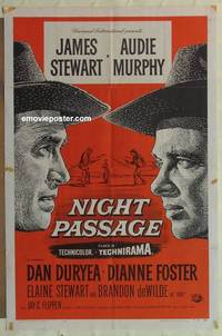 g572 NIGHT PASSAGE one-sheet movie poster '57 Jimmy Stewart, Audie Murphy