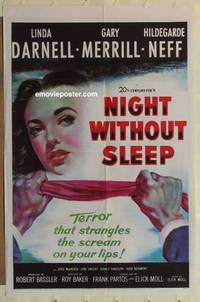 g576 NIGHT WITHOUT SLEEP one-sheet movie poster '52 strangle Linda Darnell