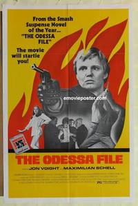g598 ODESSA FILE rare flames style one-sheet movie poster '74 Jon Voight