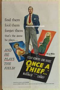 g610 ONCE A THIEF one-sheet movie poster '50 Cesar Romero, June Havoc