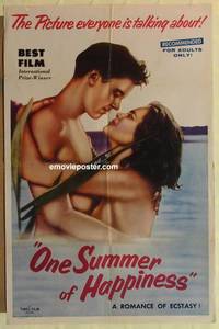 g622 ONE SUMMER OF HAPPINESS one-sheet movie poster '54 Swedish sex!
