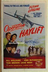 g630 OPERATION HAYLIFT one-sheet movie poster '50 Bill Williams, Air Force!
