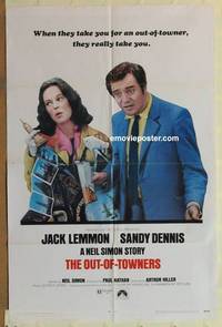 g646 OUT-OF-TOWNERS one-sheet movie poster '70 Jack Lemmon, Dennis