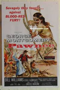 g670 PAWNEE one-sheet movie poster '57 George Montgomery, Bill Williams