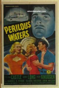 g680 PERILOUS WATERS one-sheet movie poster '48 Don Castle, Audrey Long