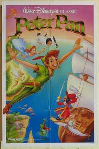 g684 PETER PAN one-sheet movie poster R89 Walt Disney classic!
