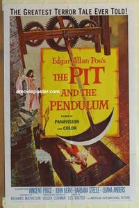 g695 PIT & THE PENDULUM one-sheet movie poster '61 Vincent Price