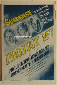 g726 PROJECT M-7 one-sheet movie poster '53 cool airplane windows image!