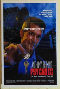 g728 PSYCHO 3 one-sheet movie poster '85 Anthony Perkins, horror sequel!
