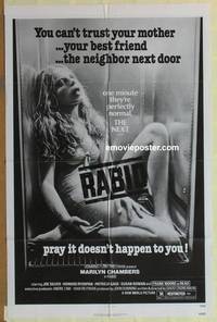 g737 RABID one-sheet movie poster '77 Marilyn Chambers, David Cronenberg