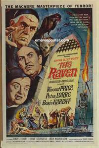 g751 RAVEN one-sheet movie poster '63 Boris Karloff, Price, Lorre