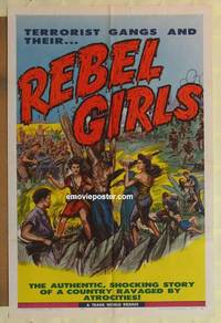 g755 REBEL GIRLS one-sheet movie poster '57 wild bad girl pulp-like art!