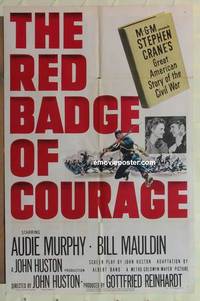 g756 RED BADGE OF COURAGE one-sheet movie poster '51 Audie Murphy, Huston