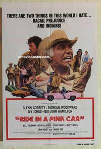 g776 RIDE IN A PINK CAR one-sheet movie poster '73 prejudice & Indians!