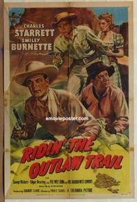 g778 RIDIN' THE OUTLAW TRAIL one-sheet movie poster '51 Charles Starrett