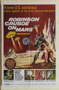 g792 ROBINSON CRUSOE ON MARS one-sheet movie poster '64 Paul Mantee