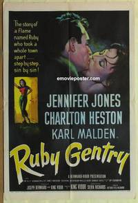 g808 RUBY GENTRY one-sheet movie poster '53 Jennifer Jones, Charlton Heston