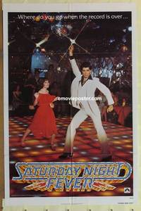g826 SATURDAY NIGHT FEVER teaser one-sheet movie poster '77 John Travolta