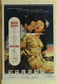 g829 SAYONARA one-sheet movie poster '57 Marlon Brando, Miiko Taka