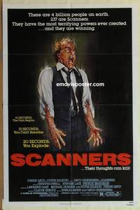 g831 SCANNERS one-sheet movie poster '81 David Cronenberg, wild sci-fi!