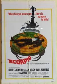 g838 SCORPIO one-sheet movie poster '73 Burt Lancaster, Alain Delon