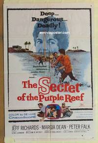 g846 SECRET OF THE PURPLE REEF one-sheet movie poster '60 Peter Falk