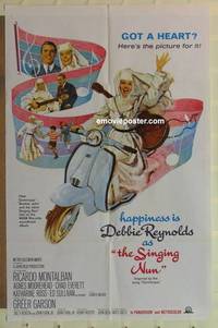 g895 SINGING NUN one-sheet movie poster '66 Debbie Reynolds on motorcycle!