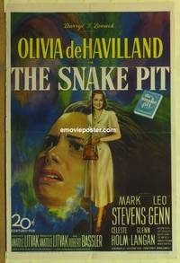 g911 SNAKE PIT one-sheet movie poster '49 Olivia de Havilland