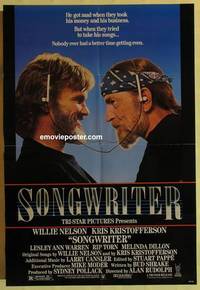 g921 SONGWRITER one-sheet movie poster '84 Willie Nelson, Kristofferson