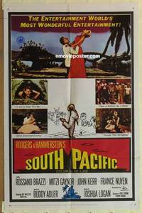 g926 SOUTH PACIFIC one-sheet movie poster '59 Rossano Brazzi, Gaynor