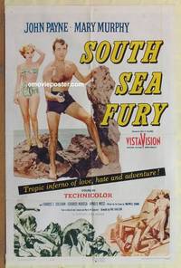 g170 HELL'S ISLAND one-sheet movie poster R61 John Payne, South Sea Fury!