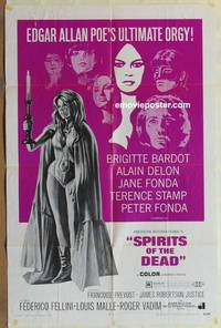 g938 SPIRITS OF THE DEAD one-sheet movie poster '69 Fellini, sexy Bardot!