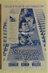 g972 STRANGERS ON A TRAIN one-sheet movie poster R57 Hitchcock, Granger