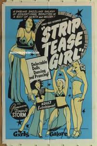 g974 STRIP TEASE GIRL one-sheet movie poster '52 glamorous Tempest Storm!