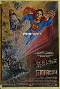g992 SUPERMAN 4 one-sheet movie poster '87 Christopher Reeve, Gouzee art!