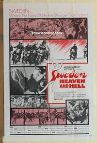 g999 SWEDEN: HEAVEN & HELL int'l one-sheet movie poster '69 sex & bikers!