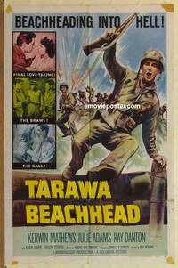 h020 TARAWA BEACHHEAD one-sheet movie poster '58 Kerwin Mathews, WWII