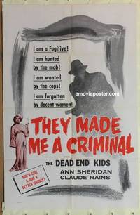 h071 THEY MADE ME A CRIMINAL one-sheet movie poster R56 striking design!