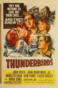 h085 THUNDERBIRDS one-sheet movie poster '52 John Derek, John Barrymore